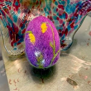 Hand crafted artisan needle felted wool egg unique spring decor collectible